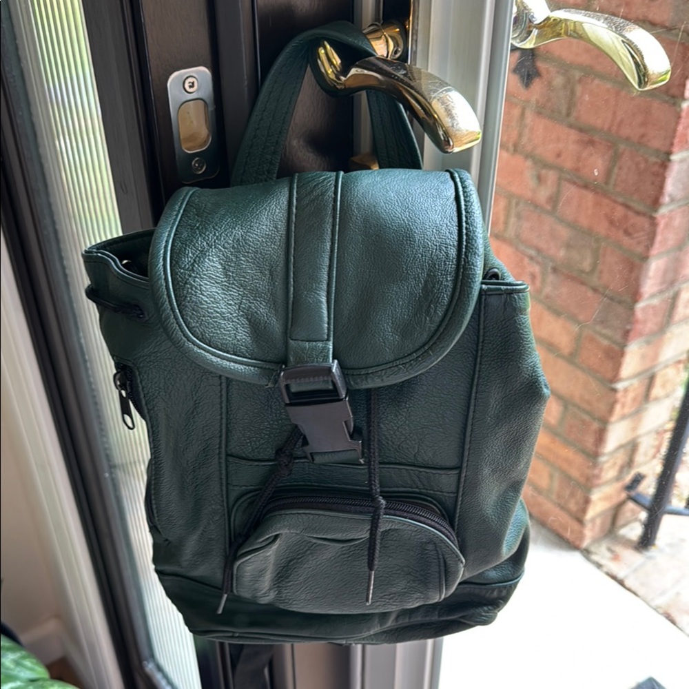 Green Leather Backpack